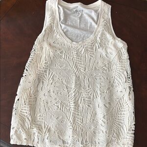 LOFT Women's Ivory Lace Tank Top Large